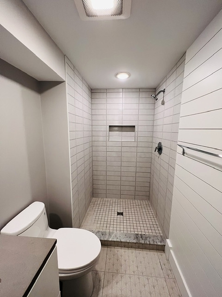 Tiled walk-in shower