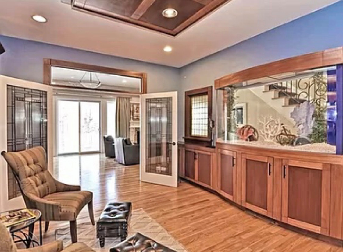 Open living with wet bar