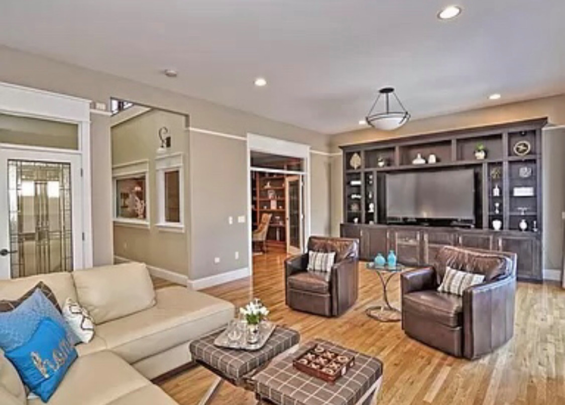 Living room and fireplace