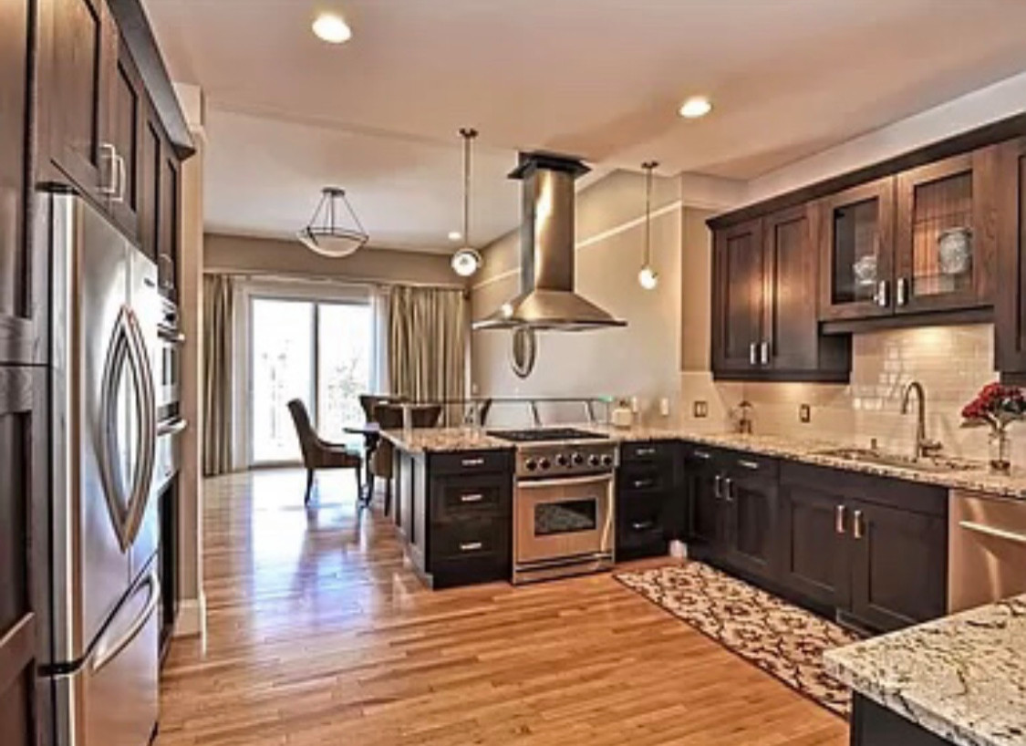 Custom kitchen, dark cabinetry